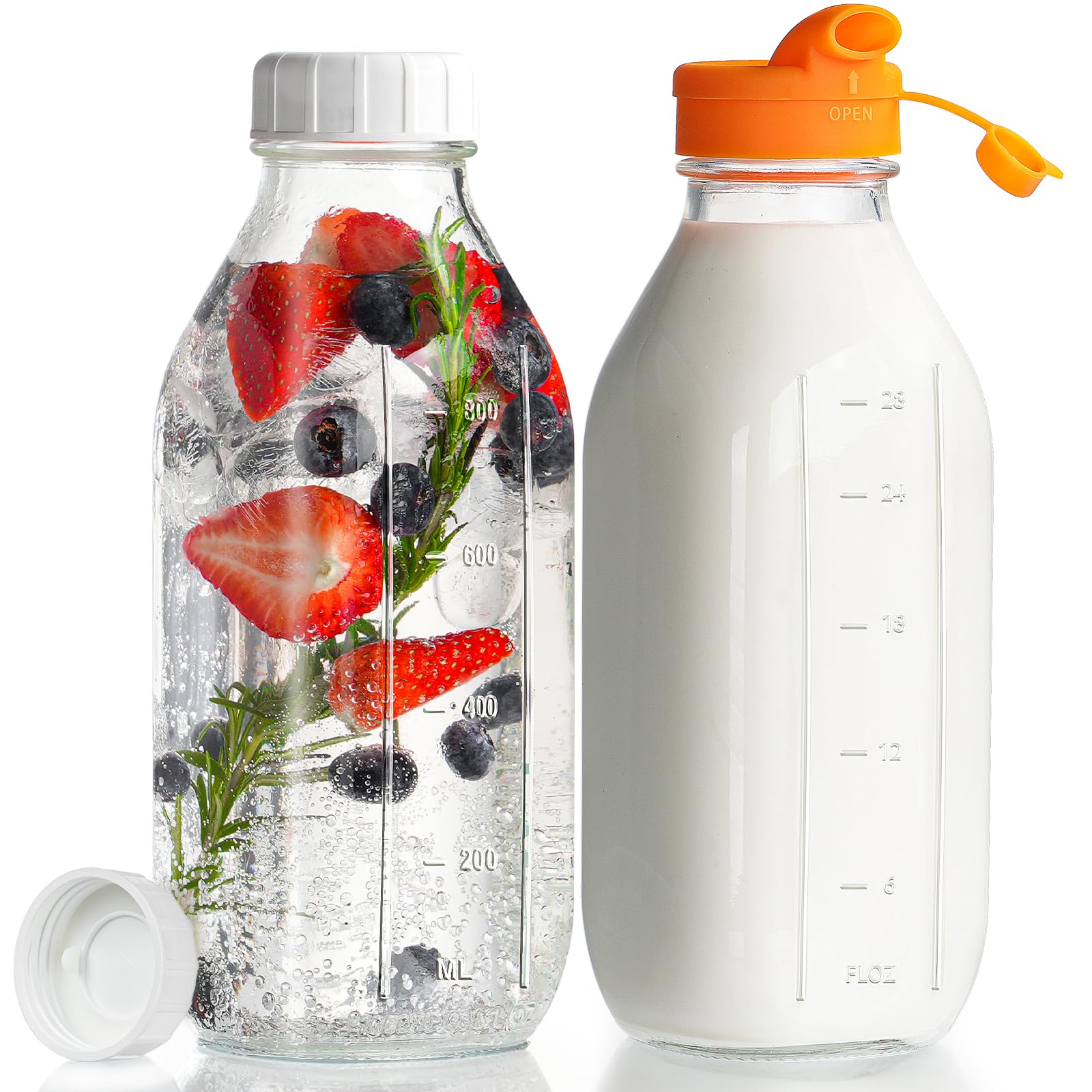 Dwbligt 32 oz Reusable Glass Milk Bottles with - Breast Milk Storage ...