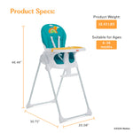 Dream On Me Fisher Price Tiny Bites Baby & Toddler Highchair – Hello Sunshine, One-Click Folding, 7 Adjustable Height Levels, 2 Recline Positions, Removable Dishwasher-Safe Tray, Space-Saving