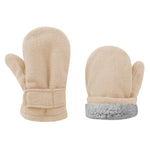 UTTPLL Toddler Mittens Unisex Sherpa Lined Fleece Gloves Winter Warm Easy-On Kids Winter Outdoor Mittens for Baby Boys Girls Beige M (Fits 6-24 Months)