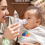 GROWNSY SniffEase Spa 3-in-1 Nasal Aspirator for Baby – Spray, Suction & Mist, Hospital-Grade Powerful Electric Nose Suction with Soothing Light & Music, Larger Chamber (Grey)
