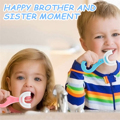 ANOOVV 4 Pack U Shaped Toothbrush Kids, Soft Silicone Brush Head Whole Mouth with Handle 360 ° Oral Teeth Cleaning Design for Toddler Toothbrushes Age 2-6