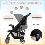 Baby Joy Lightweight Stroller, Compact Toddler Travel Stroller for Airplane, Infant Stroller w/Adjustable Backrest/Footrest/Canopy, 5-Point Harness, Storage Basket, Easy One-Hand Fold, Coffee