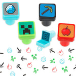 Minecraft Stampers Arts and Crafts Supplies - 4 Video Game Pixel Themed Stamps Bundle for Creative Projects DIY Scrapbook Journaling | Minecraft Self-Inking Stampers