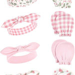 Hudson Baby baby-girls Cotton Headband and Scratch Mitten Set