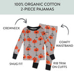 HonestBaby Celebration 2-Piece Pajamas Sleepwear PJs 100% Organic Cotton for Baby, Toddler, Kids, Pippi Long Pumpkin, 12 Months
