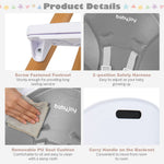 BABY JOY Convertible Baby High Chair, 3 in 1 Highchair w/Adjustable Legs, Dishwasher Safe Tray, Detachable PU Cushion, Footrest, 5-Point Harness for Babies Infants Toddlers (Gray)