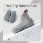 Hstyle Baby Sock Shoes Toddler Walking Shoes Infant Non-Slip Slippers Soft Rubber Sole Sneakers for Baby Boys Girls 12-18 Months Grey