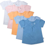 HonestBaby Multipack Puff Sleeve T-shirts 100% Organic Cotton Baby, Toddler, Little Kid, Girl