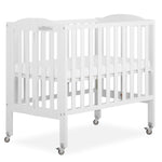 Dream On Me 2-in-1 Folding Portable Compact Mini Baby Crib in White, GreenGuard Gold & BSA, US Patented Flat Folding System, Locking Wheels,1″ Mattress Pad, Space-Saving Quck Fold Easy Storage