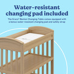Graco Benton Changing Table with Bonus Water-Resistant Changing Pad (Driftwood) - GREENGUARD Gold Certified, Includes Diaper Change Pad with Safety Strap, 2 Open Storage Shelves for Organizing