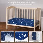 IOCCLH Baby Crib Sheets 2 Pack for Boys and Girls Fit for Standard Crib Toddler Mattress Breathable Soft Microfiber Baby Sheet 28x52x8in(Starry Sky & Clouds)