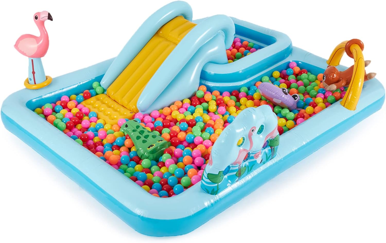 Intex 96" x 78" x 28" Inflatable Jungle Adventure Play Center Spray Kiddie Pool - Backyard Kids Water Slide, Outdoor Blow-Up Splash Pad for Toddlers