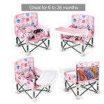 PandaEar Portable Baby Seat Travel| Compact Fold with Straps for Indoor/Outdoor Use| Great for Camping, Beach, Lawn |Toddlers, Kids, Boys, Girls (with Placemat, Pink)