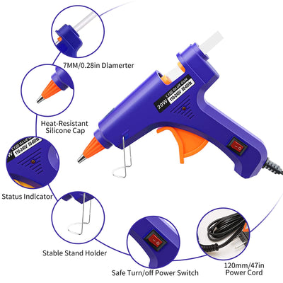 Hot Glue Gun Kit: Mini Hot Glue Guns Kit with 20 Sticks Melt Glue Gun Craft for Kids School DIY Arts Home Quick Repairs (2 Pack)