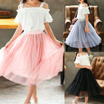 Generic Little Child Girls Long Skirt Girls Tiered Ruffle Maxi Skirts Girls Soft Lace Party Wedding Gown (Pink, 3-4 Years)