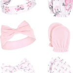 Hudson Baby baby-girls Cotton Headband and Scratch Mitten Set