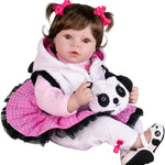 Aori Reborn Baby Dolls 22 Inch - Realistic Baby Doll for Kids 3+ Years - Lifelike Newborn Baby Girl in Panda Outfit - Handmade Cloth Body Doll for Gift, Collection & Role Play