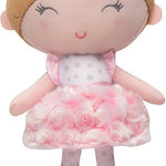 Baby Starters Plush Baby Doll with Rattle, Brunette Olivia, Pink, 9 inch