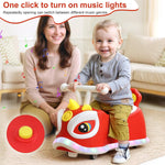 Wiggle Car Toy with 4 Wheels, Indoor Outdoor No Batteries Gears Pedals Ride-on Toy with Handle, Just Twist Wiggle Go Swing Car Toy for Kids Ages 2-4 Red