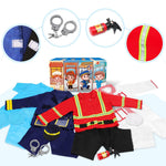 DISHIO Dress Up Clothes for Kids Pretend Role Play Costumes Trunk Toddlers Dress Up Costumes with Fireman Police Doctor Chef Kids Costume Dress Up Costumes for Boys Girls Birthday Party Age 3 to 6
