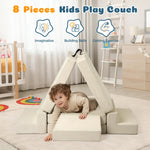 M HI-Mat Modular Kids Play Couch, Toddler Sectional Sofa, Versatile Child Furniture for Playroom Bedroom, Convertible Foam and Floor Cushion for Boys and Girls