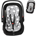 Infant Carseat Insert 2-in-1 Reversible Cushion Carseat Head Support for Newborn, Breathable Minky Baby Car Seat Cushion for Carseats, Stroller, Swing, Bouncer (White)