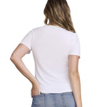 Motherhood Maternity Women's Short Sleeve Crew Neck Nursing Tee Shirt for Breastfeeding with Easy Access, White, Large