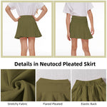 Neutocd Toddler Baby Girls Skirts Skorts Elastic Girl Pleated Skirts Kid Casual Stretch Waist Skater Skort Built in Shorts OliveGreen