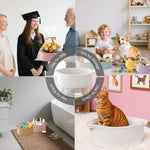 Gift Basket with Gift Bag and Ribbons,Small Rope Woven Shelf Storage,Baskets for Gifts Empty,Birthday,Shower,Decorative Organizer Box for Cat Dog Pet with Handles(White)