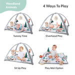 The Peanutshell Unisex Baby Play Gym & 7-in-1 Play Mat - Playmat Baby Toys 0-6, 6-12 Months Tummy Time Mat with Hanging Toys, Soft Padded Mat for Newborns, Infants - Woodland