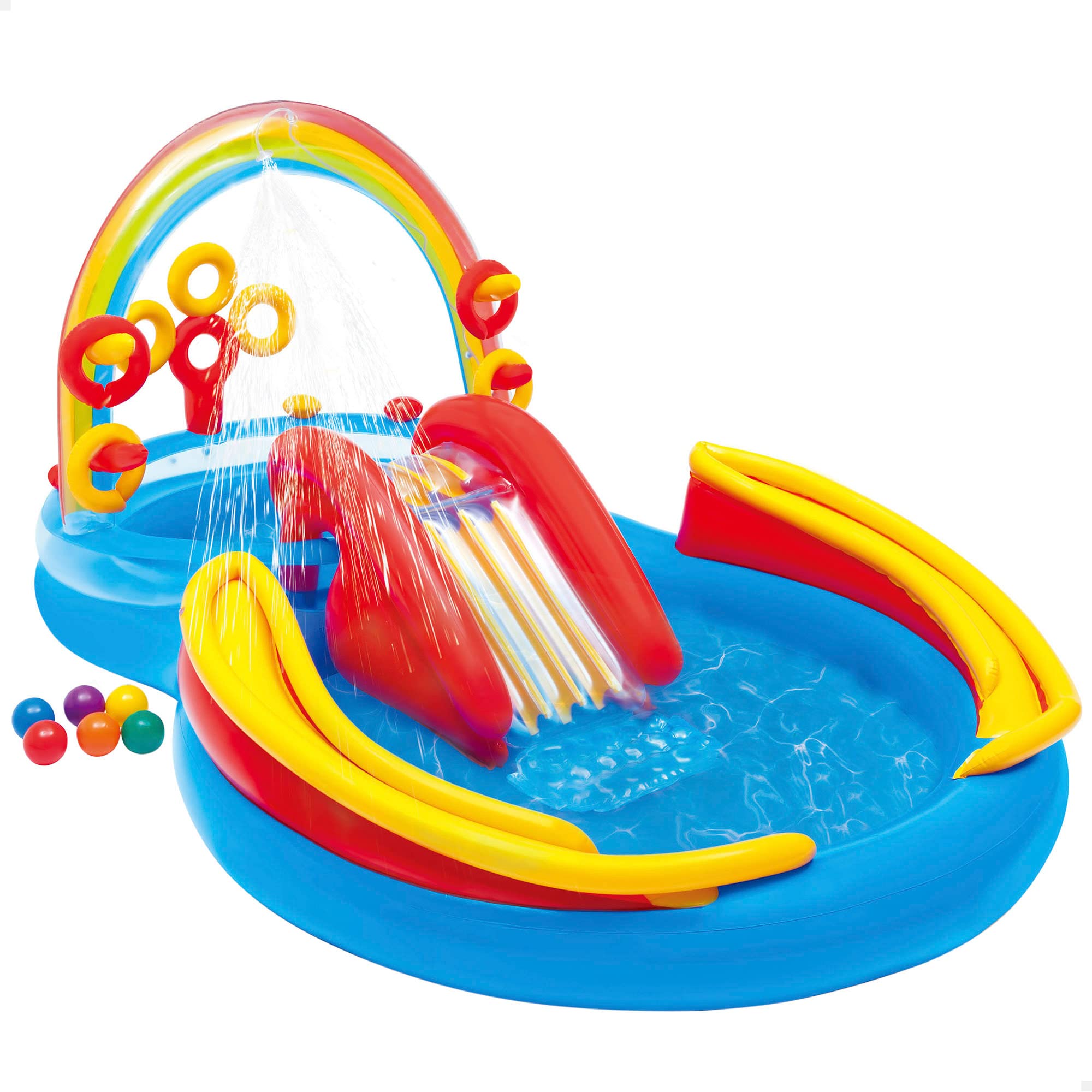 Intex 96" x 78" x 28" Inflatable Jungle Adventure Play Center Spray Kiddie Pool - Backyard Kids Water Slide, Outdoor Blow-Up Splash Pad for Toddlers