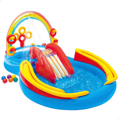 Intex 96" x 78" x 28" Inflatable Jungle Adventure Play Center Spray Kiddie Pool - Backyard Kids Water Slide, Outdoor Blow-Up Splash Pad for Toddlers