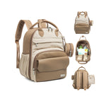 KeaBabies Diaper Bag Backpack - Multifunctional Travel Diaper Back Packs,Maternity Baby Changing Bags, Compact 12L Capacity, PU Leather,Waterproof, Unisex,Stylish Nappy Bag, Diaper Changing Pad(Latte)