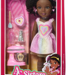 American Girl, AG Sisters Wesley Doll, Brown Eyes, Short Curly Dark-Brown Hair with Pink Highlights, 14.5", Age 4+