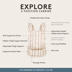 Baby Tula Explore Cotton Baby Carrier 7 – 45 lb, Adjustable Newborn to Toddler Carrier, Multiple Ergonomic Positions Front and Back, Soft and Supportive – Tula Coast, Folklore
