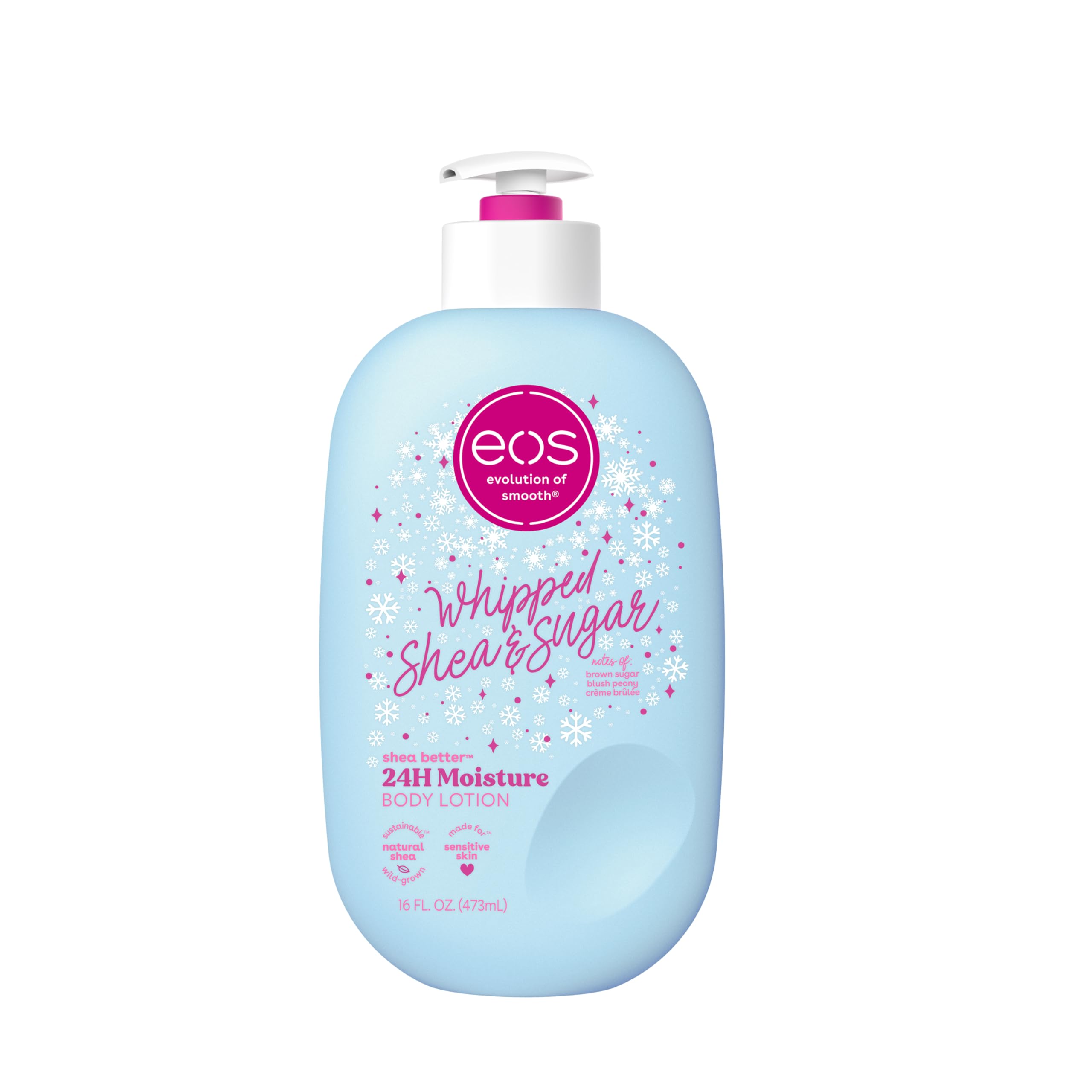 eos Shea Better Body Lotion- Vanilla Cashmere, 24-Hour Moisture Skin Care, Lightweight & Non-Greasy, Made with Natural Shea, Vegan, 16 fl oz