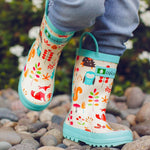 OAKI Toddler Rain Boots - Perfect Kids Rain Boots for Any Weather - Durable Rubber Baby Rain Boots Keep Little Feet Dry, Lightweight Waterproof with Easy-on Handle, Forest Animals, 4T Toddler