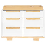 Babyletto Yuzu 6-Drawer Dresser with Over 10-Inch Drawer Extension in White and Natural, Greenguard Gold Certified