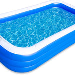 Sumbee Inflatable Swimming Pool for Kiddie Adults Kids, 120" X 72" X 22" Large Blow Up Pool for Family Backyard Outdoor Toddler,Big Rectangle Pools for Children Ages 4-8-12,Full-Sized,Blue