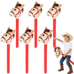 TOATOM 6 Pcs Inflatable Horse Head Balloons, 37 Inch Beige Inflatable Horse Stick Balloons, Pony Stick Blow up Balloon for Western Cowboy, Baby Shower, Birthday Party Decorations (Beige-6 Pcs)