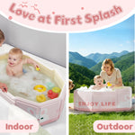 Xynzanic Collapsible Baby Bathtub for Shower, Portable Foldable Toddler Bath Tub with Non-Slip Base, Compact Travel Essentials for Kids & Infants, Easy Storage in Small Spaces, Pink