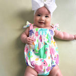 ZOELNIC Baby Girl Summer Clothes Newborn Girl Outfits Cute Strap Baby Girl Romper Jumpsuit Bodysuit Dinosaur 0-3 Months