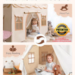 besrey Kids Tent, Kids Playhouse 2 in 1 with Padded Mat and Lights, Large Play Tent with 2 Doors & 4 Windows, Kids Play Tent Indoor & Outdoor, Christmas Toddler Tent for Kids, 51" x35" x 51"