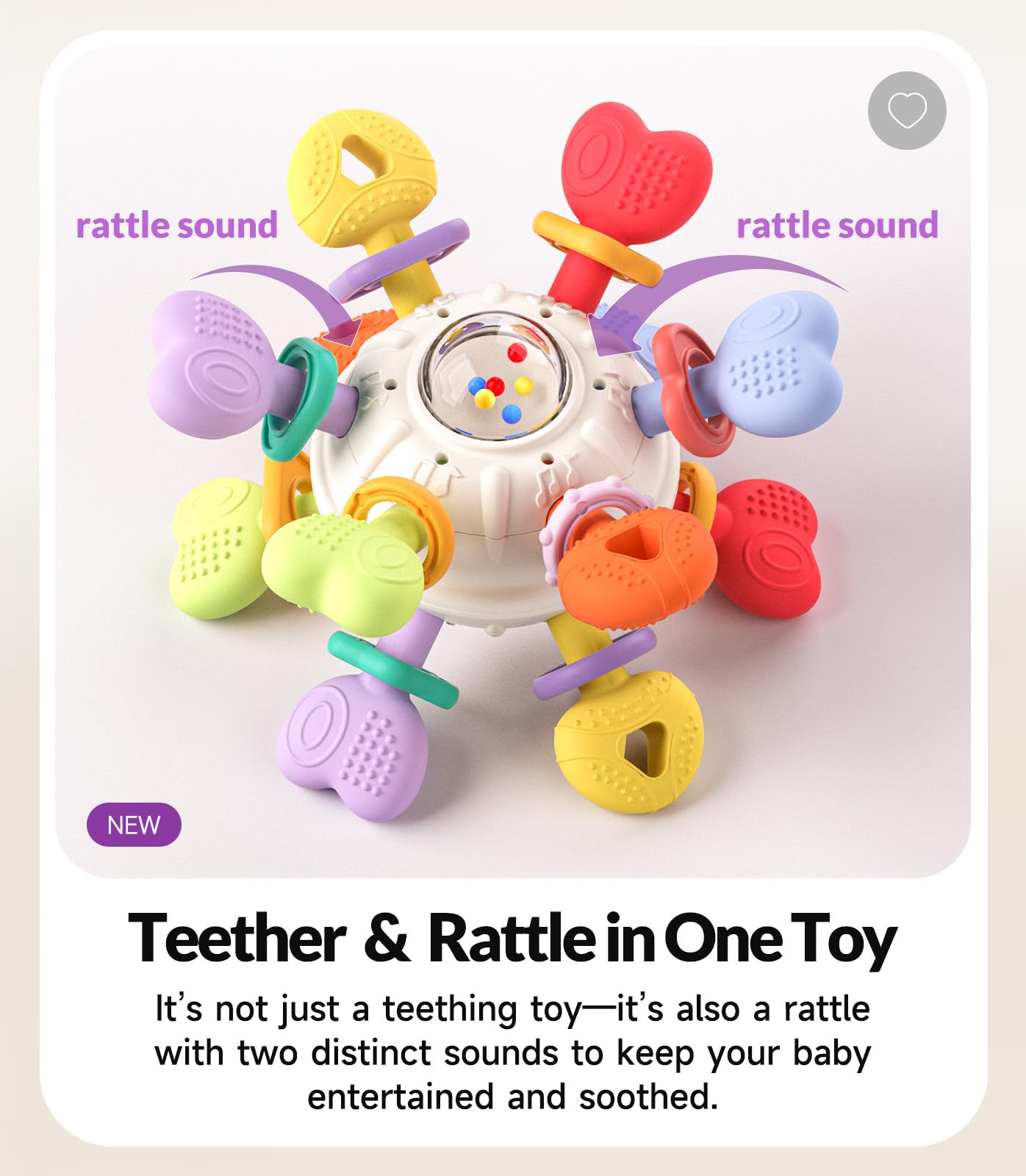 Baby Silicone Teething Toys - Safe, Multi-Functional BPA-Free Sensory Learning Teether Montessori Baby Toys for Infant 0-12 Months Teething Relief with Rattle Perfect Baby Gift for Boys Girls