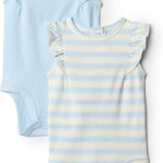 Amazon Essentials x Sofia Grainge Baby Girls' Embroidered Ruffle Bodysuit, Pack of 2