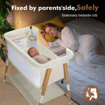 JevrJeur Baby Bassinet, 3 in 1 Bedside Bassinet Sleeper for Newborn, Portable Baby Crib with 4 Detachable Wheels & Adjustable Height, Breathable Mesh & Mattress, Mosquito Net& Storage Basket (White)
