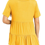 Xpenyo Women Tiered Maternity Top Fashion Short Sleeve Casual Pregnancy Blouse Shirts Lemon Yellow L