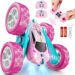 Remote Control Car, RC Cars Toys for Kids Ages 6-12, 4WD Stunt Car with LED Lights & 360° Flips, 2.4GHz, Upgraded USB-C Modular Batteries, 8-10 Year Old Boys Birthday Gift 1-Blue