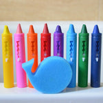Buddy & Barney: Bath Time Crayons - 8 Washable Crayons & Cute Whale Cleaning Sponge, Safe, Non-Toxic, Creative Tub & Water Toy, Toddlers & Kids Age 3+