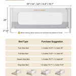 Bed Rail for Toddlers, Thickened & Reinforced Toddler Bed Rails with Double Child Lock, Upgraded Kids Baby Bed Rail Guard/Bed Side Rails for Queen, King Size,White/Grey, 1Side, 78.7" Lx28 H